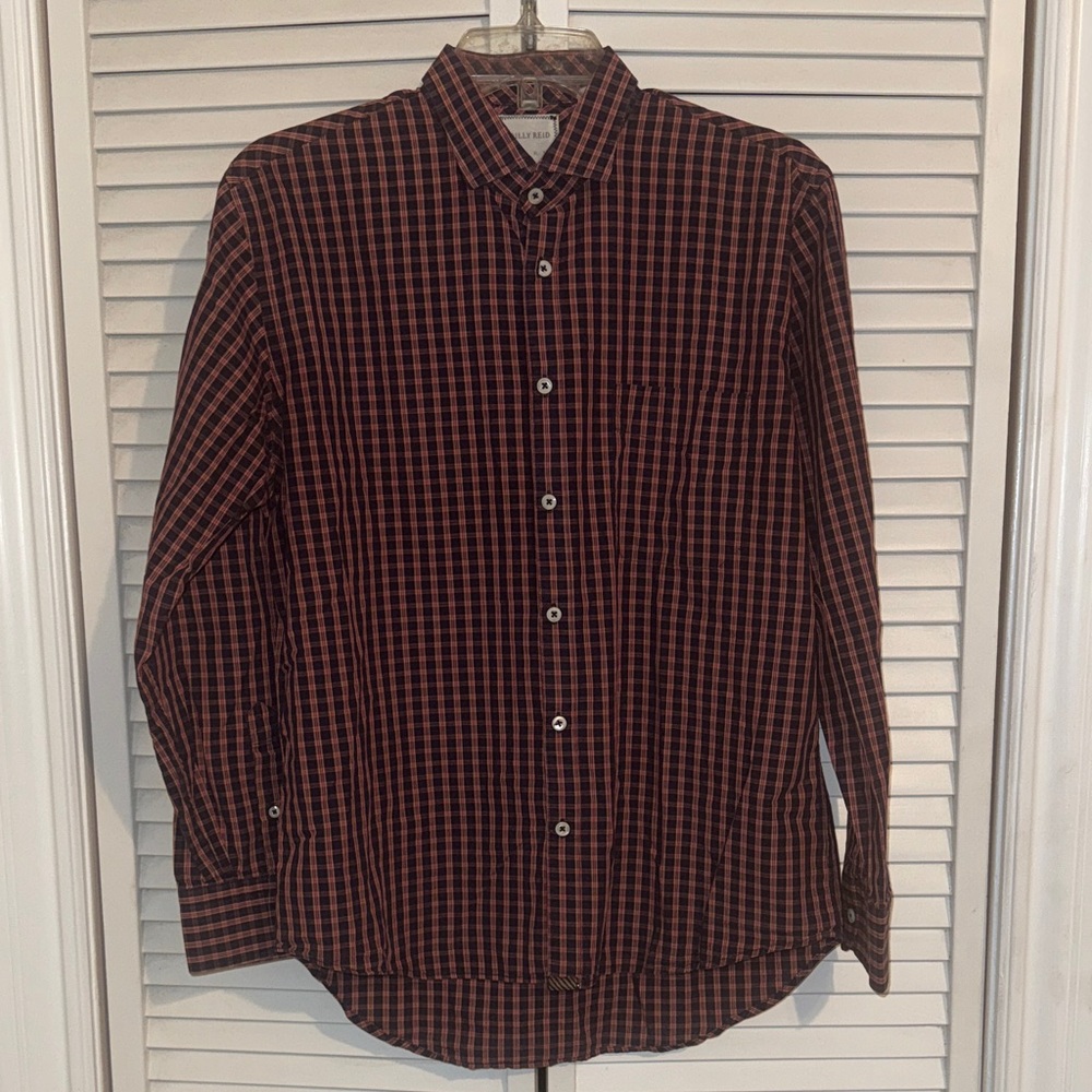 Billy Reid Dark Blue/Red Checkered Button Down Shirt - M